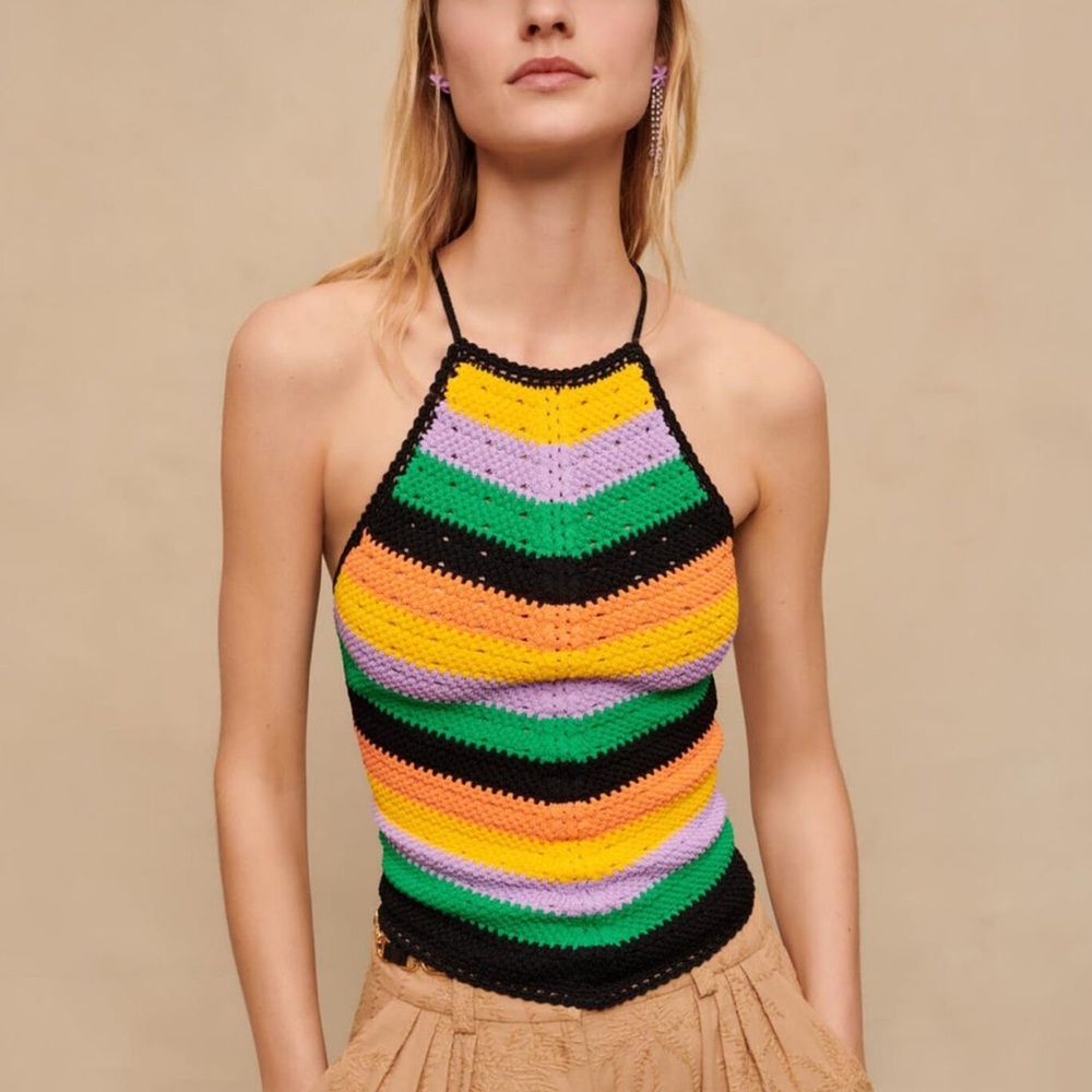 🌺🍀🌺 Maje Multicolor Crochet top size 2 🌺🍀🌺